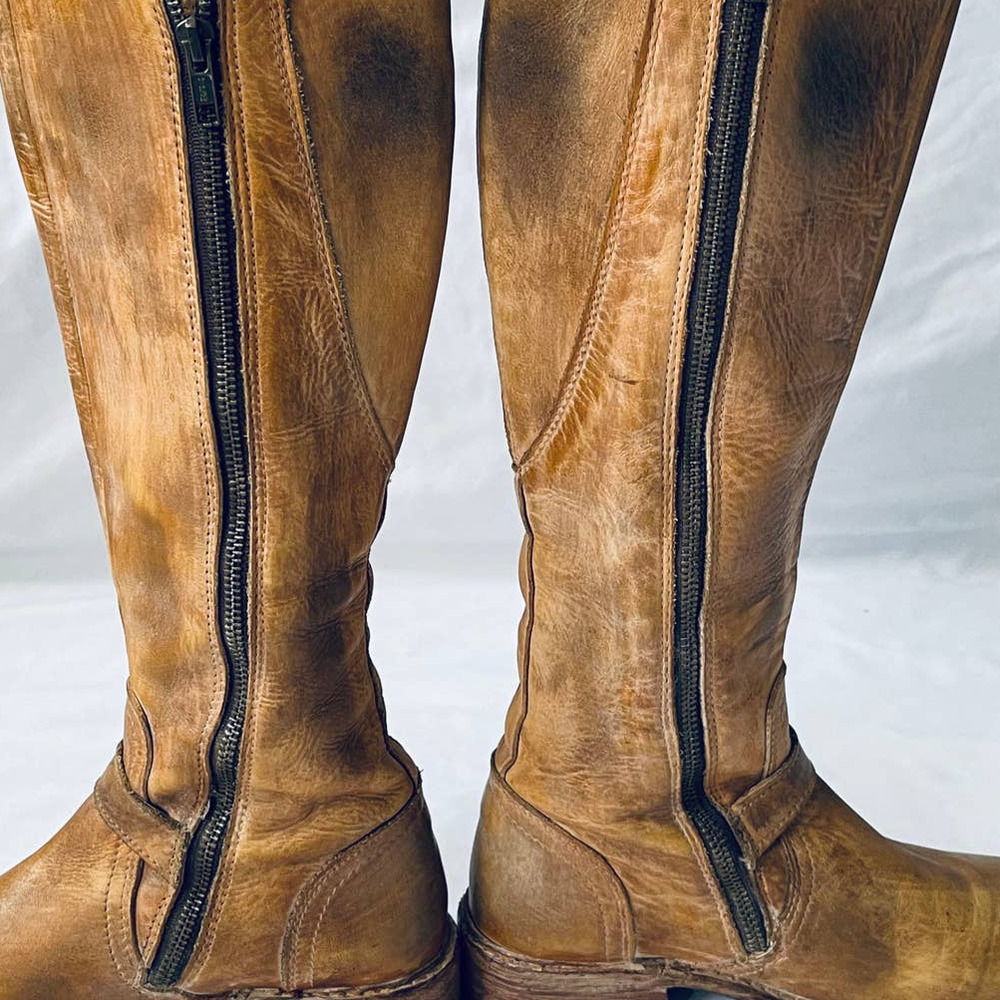 Bed Stu Glaye Tan Rustic Leather boots 7.5 fits like 6.5-7